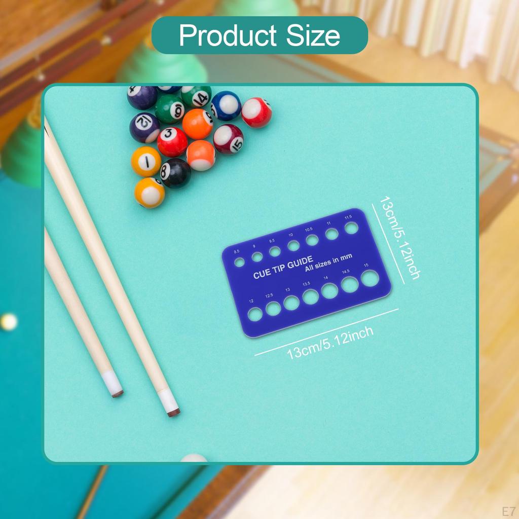 8.5mm-15mm Pool Cue Tip Gauge Acrylic Billiard Supplies Sturdy Compact Lightweight Gift Size