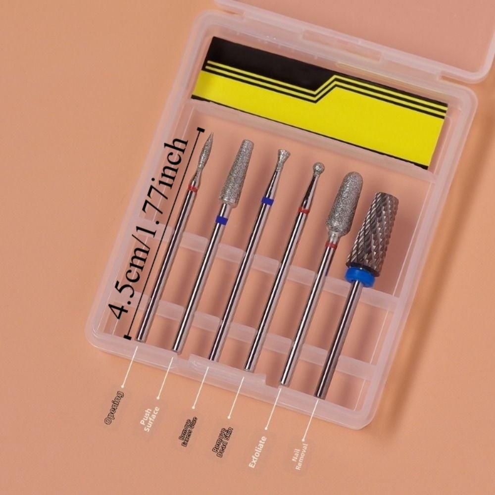 6Pcs High-hardness Nail Polishing Head Set Cuticle Nail Grinding Bits  Nail Tools Accessories