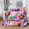 Cartoon Cute Gabbys Dollhouse Girl Soft Flannel Blanket for Bed Bedroom Sofa Picnic,Throw Blanket Children Outdoors Leisure Gift