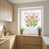 Static Glass Sticker, Soft Roses Decal with Dragonflies And Butterflies, No Glue Waterproof Sunproof Window Film for Bedroom Living Room Balcony
