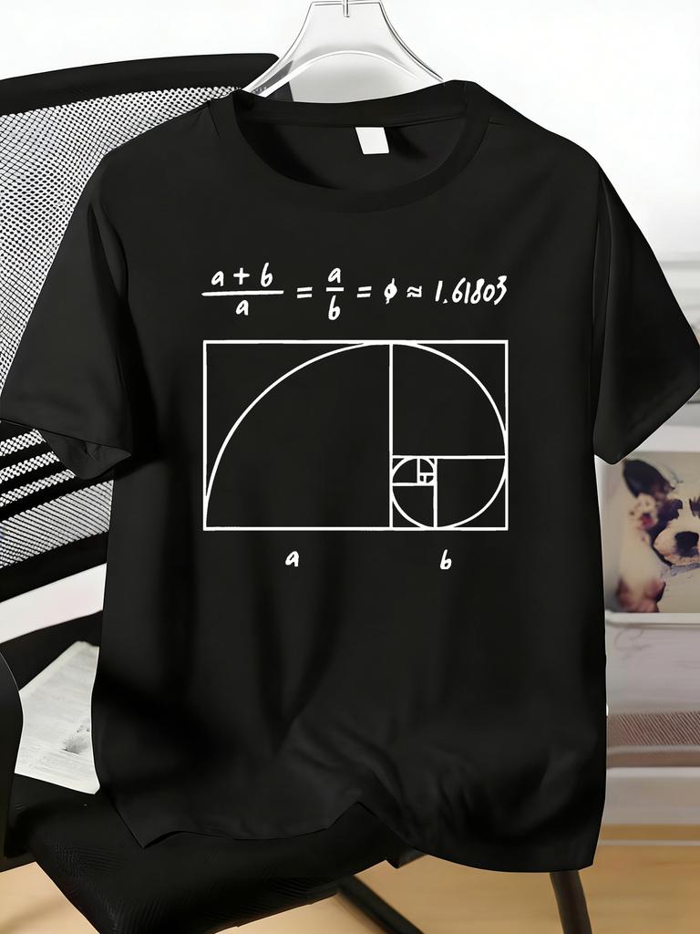 Unisexs Fibonacci Golden Ratio Math Graphic Tee Crew Neck Short Sleeve Casual T Shirt Science Math Student Teacher Summer Wear