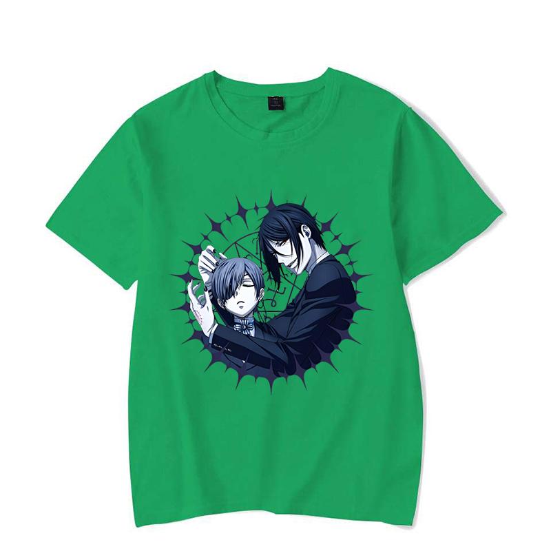 

New Anime Black Butler Sebastian Michaelis Ciel Phantomhive Print T-shirt Unisex Summer Casual O-neck Lady Female Short Sleeve 4XL