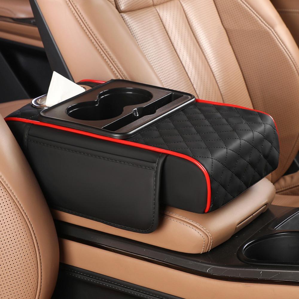 

PU Leather Armrest Pad Portable Storage Box New Car Armrest Pillow Universal чорний/червоний