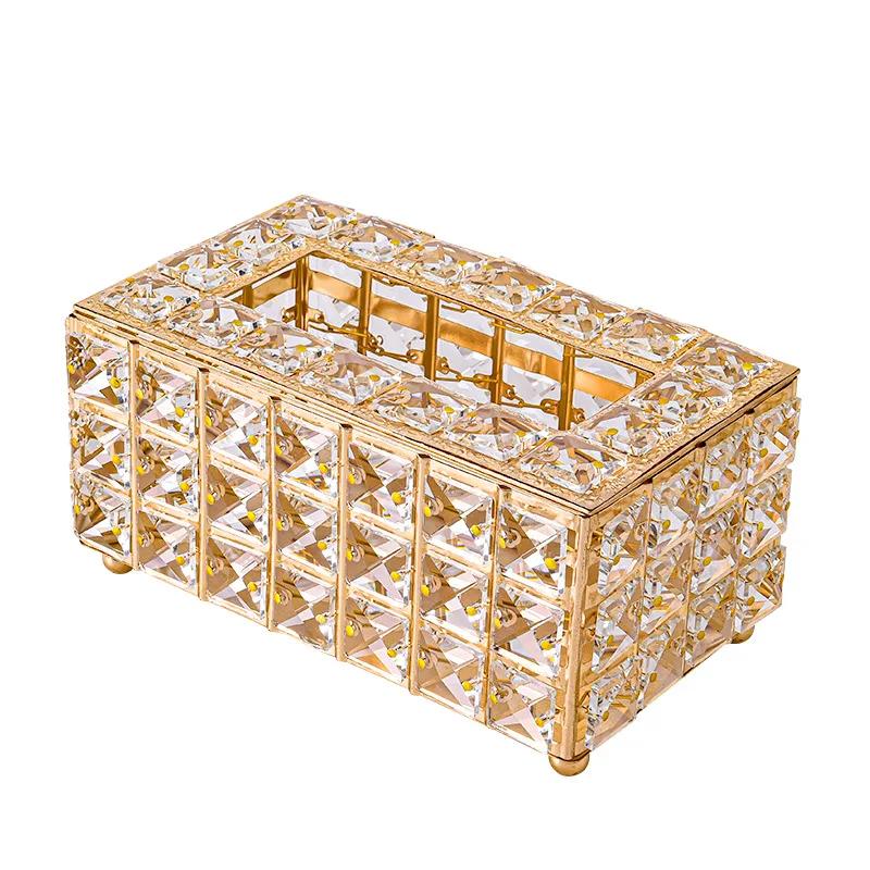 European Style Light Luxury Crystal Tissue Box Retro Coffee Table Paper Box Living Room Desktop Decoration Home Accessories