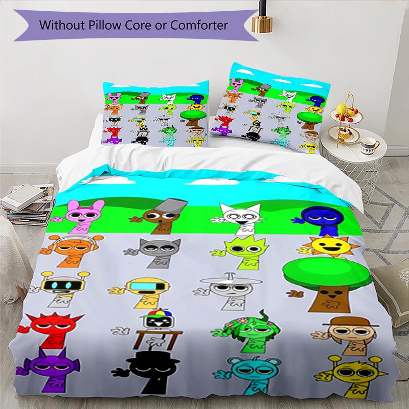 3pcs SPRUNKI9 Design Cover Set - HD Printed Bedding with 1 Cover and 2 Pillowcases - Perfect for Home and Dorm Decor
