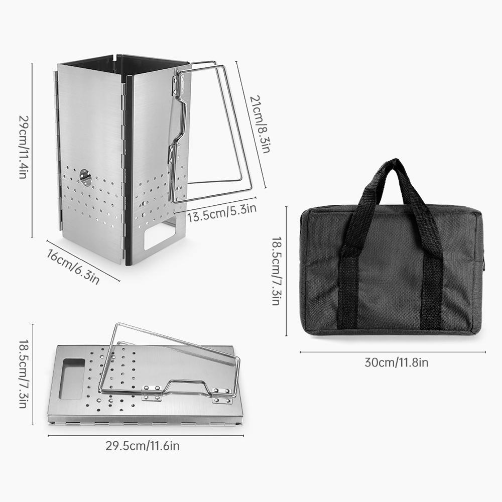 Folding Charcoal Chimney Starter Stainless Steel BBQ Charcoal Grill Briquette Coal Starter
