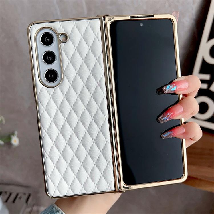 Applicable To Samsung ZFold5 Rhombus Mobile Phone Case Zfold3 Electroplated TPU Soft Zfold3 Folding Mobile Phone Case