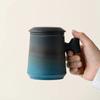 Ceramic Mug Bubble Tea Cup Aesthetic Luxury Original Mugs Coffee Cups Elegant Lid Vintage Water Cup Thermal Beautiful Unusual Tea Mugs Wood Handle