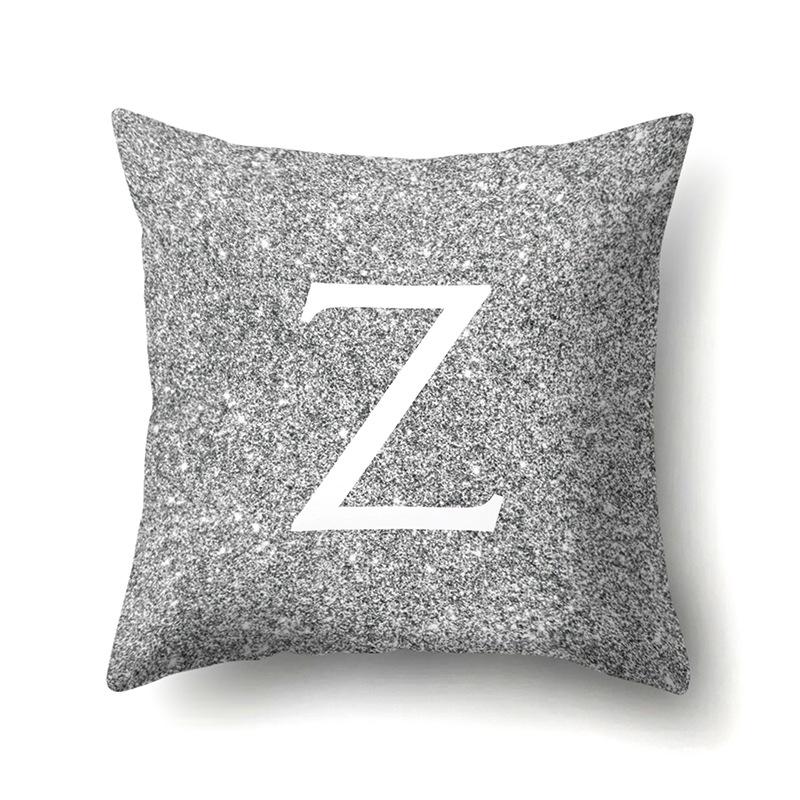 Polyester Pillowcase Home Decoration Gray Bottom Pillowcase 26 English Letter Cushion Cover