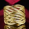 Huitan Hollow Design Women Ring Luxury Inlaid Sparkling Cubic Zirconia Party Lady Noble Accessories Wedding Delicate Jewelry