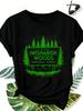 New Summer-Autumn Fun Print T-Shirt, Women'S Casual Round-Neck Short-Sleeve Shirt, Wishabish Woods N