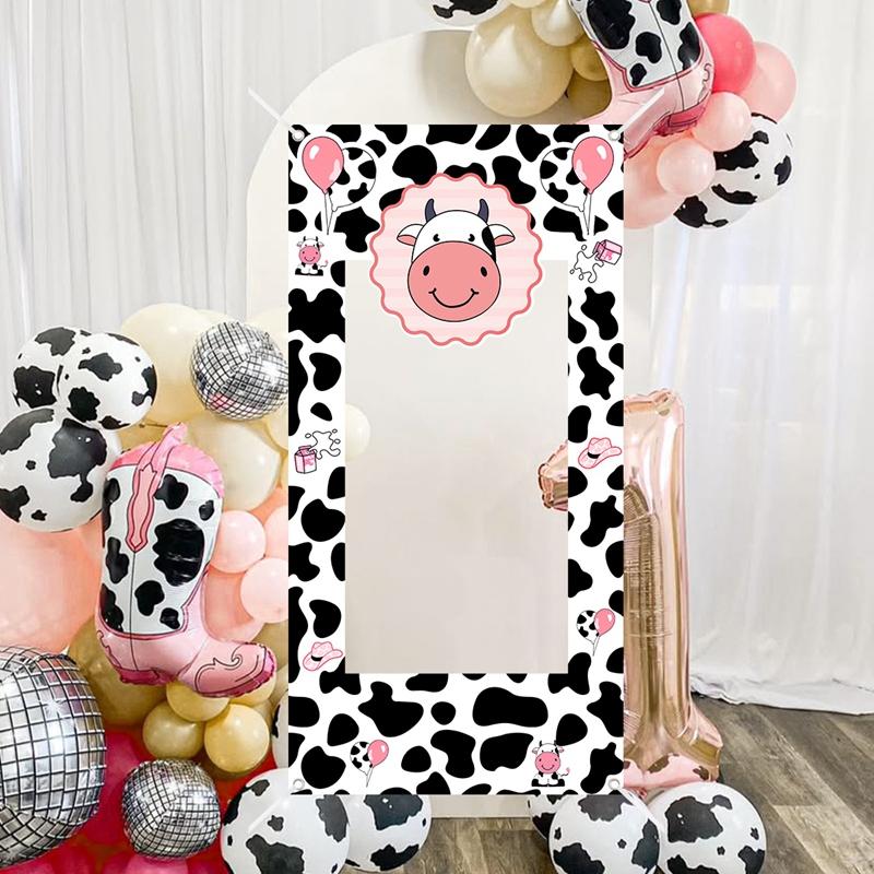 Cute Cow Theme Photo Booth Background Happy Birthday Decoration Farm Cow Birthday Decor Baby Shower Wedding Party Supplies