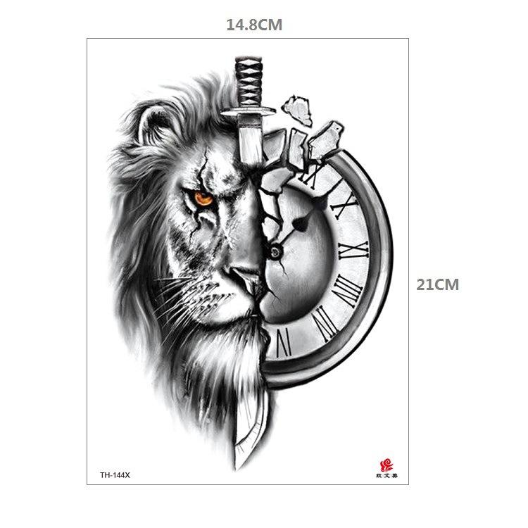 Tiger Tattoo Sticker Half Arm Lion Large Pattern Water Transfer Amazon Set