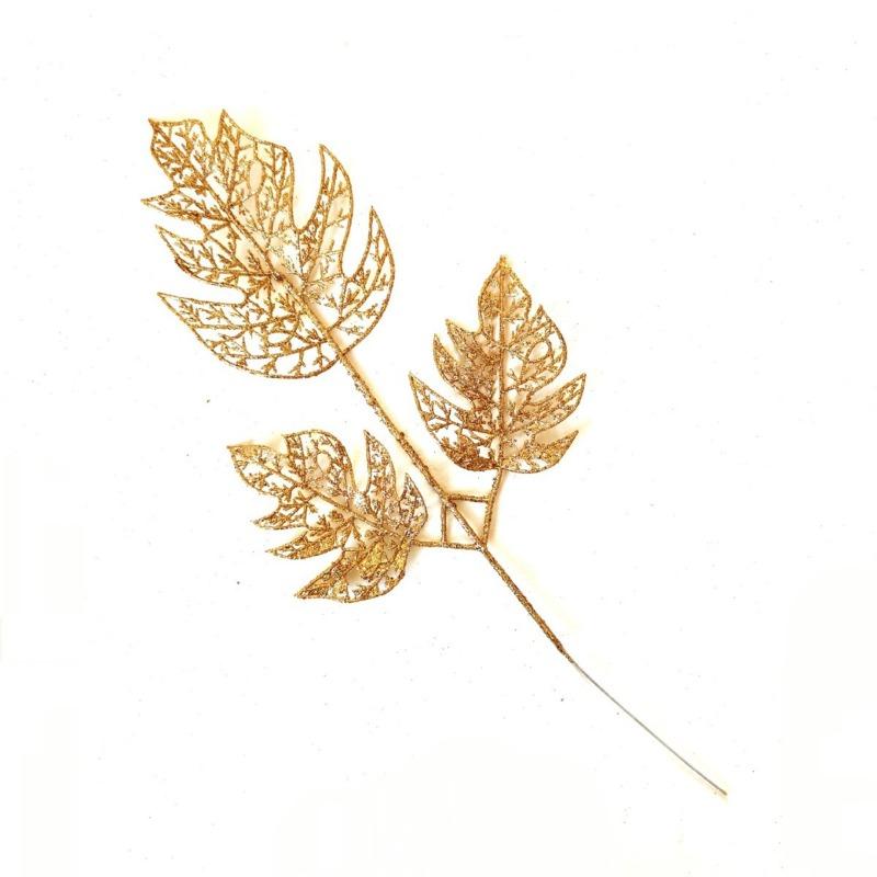 Simulation Christmas decoration cuttings three prongs round pine leaves Christmas tree special accessories decorative home ornaments