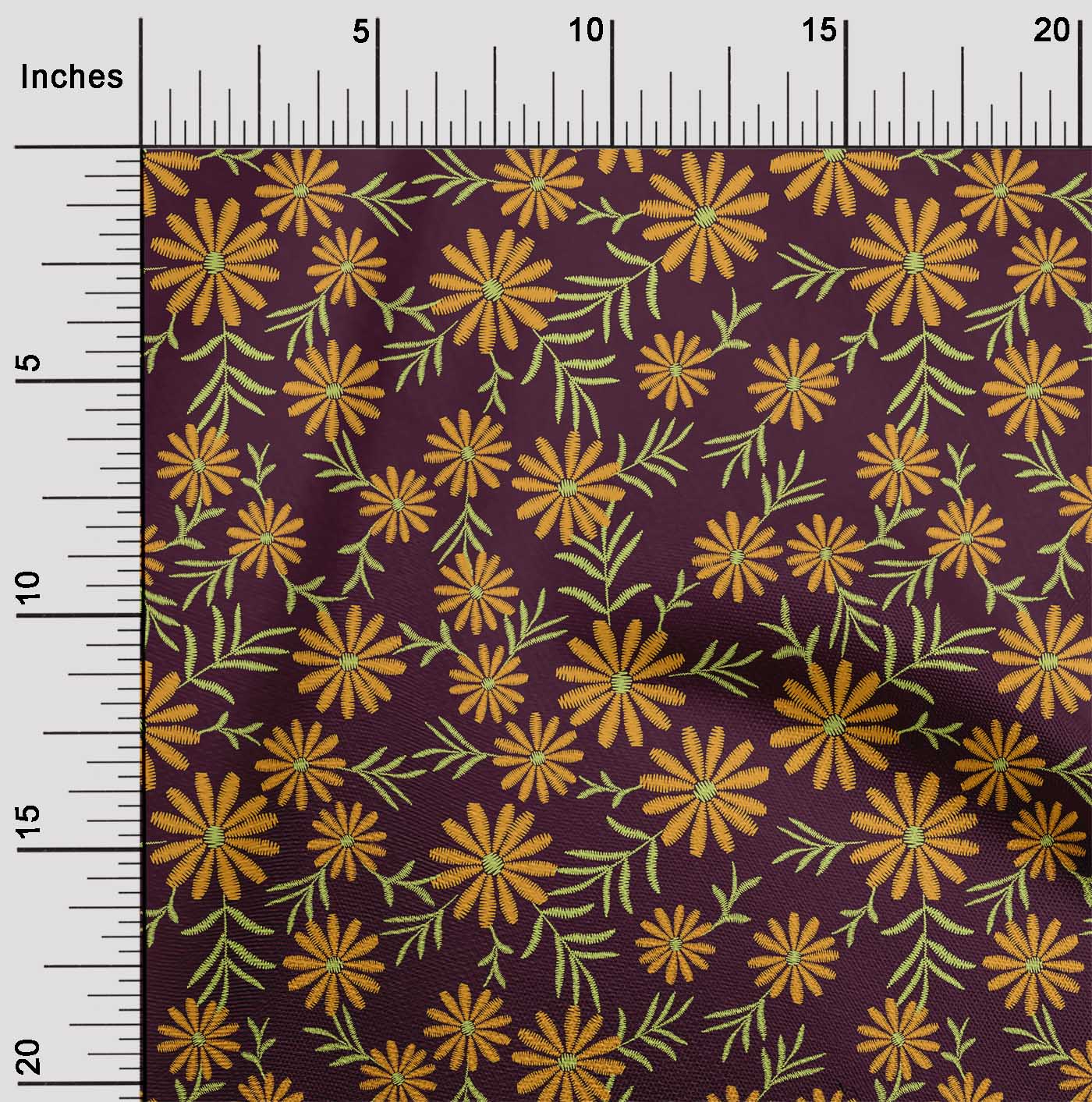 

OneOone Cotton Flex Fabric Листя та квітковий художній декор Тканина з принтом BTY 40 дюймів 42 Inch Wide - Viscose Chiffon помаранчевий