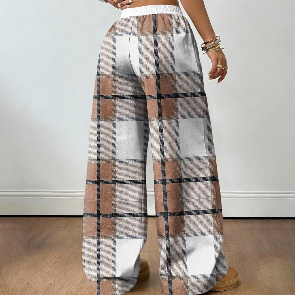 Women's Casual And Fashionable  Elastic Waist Loose Wide Leg Pants