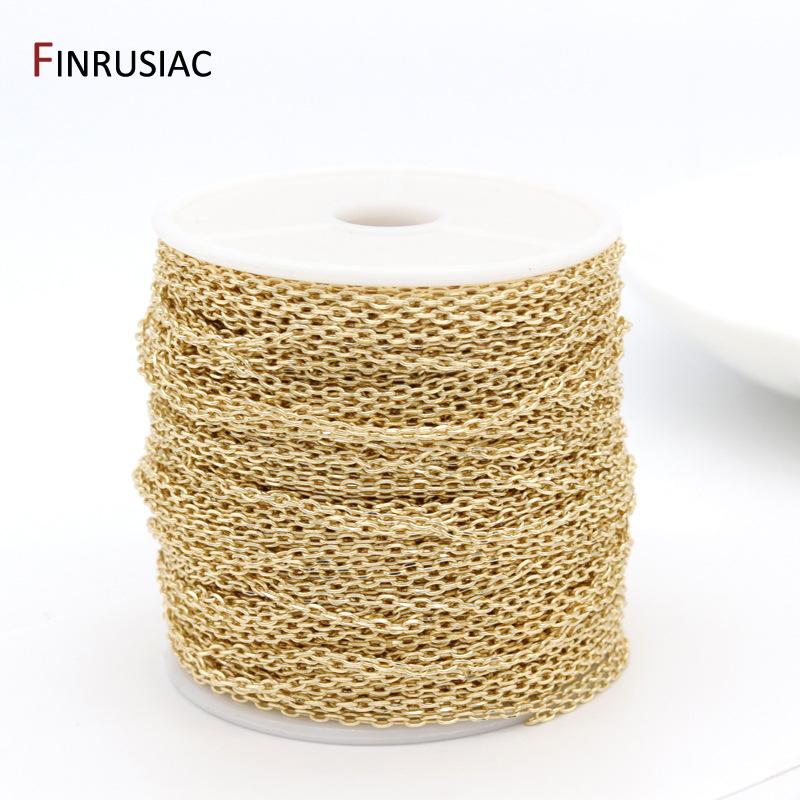 Multi Styles 14K Gold Plated Brass Necklace Chain Bulk for Jewelry Making Findings,DIY Jewelry Making Components Wholesale