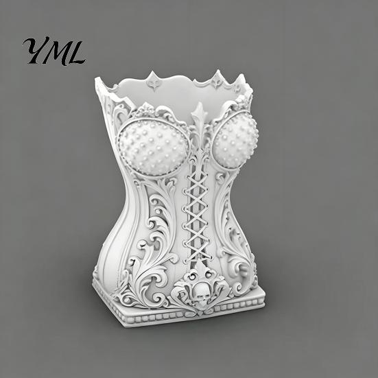 Makeup Tool Container Gothic Brush Storage Tube, Retro Skull Desktop Organizer, Cosmetic Organizer for Vanity Decorative Plastic Holder Dressing Table