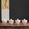 Bílý porcelánový šálek na čaj Sancai Keramický ručně malovaný Gaiwan Čínská miska na přípravu Kung Fu čaje Retro čajová souprava Terina Čajové nádobí