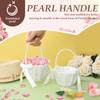 2Pcs Wedding Flower Girl Basket Bowknot Satin Western Rustic with Faux Pearl Handle For Bride/Kids Wedding Ceremony Decorations