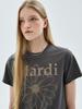 [mardimercredi] SLIM TSHIRT FLOWERMARDI CRACKED DESTROYED CHARCOAL TAUPE