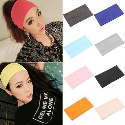 Women Candy Color Wide Yoga Headband Stretch Hairband Elastic Hair Bands Turban