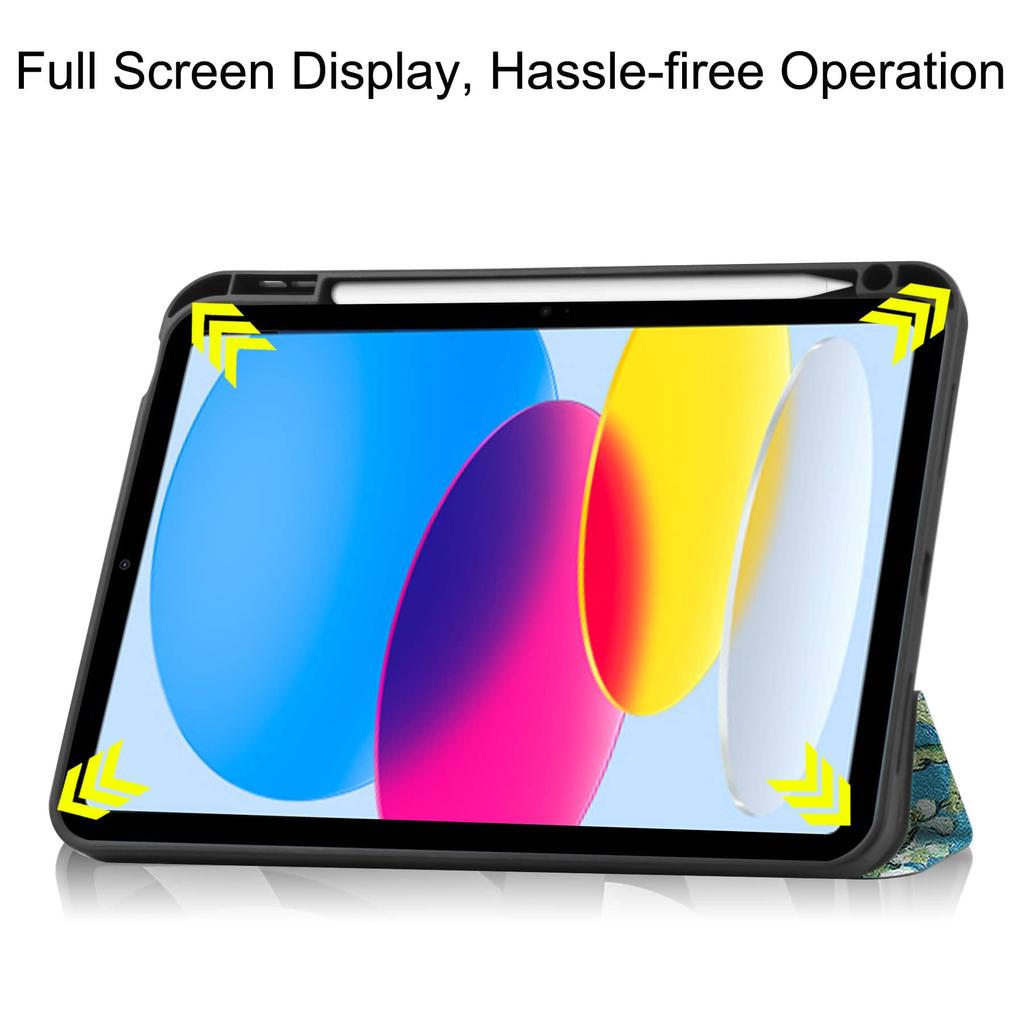 Case for iPad A16 11 2025 iPad 10th 10.9'' with Pen Holder-[Tri-fold Stand +  Auto Wake/Sleep],Colorful Premium PU Leather Case