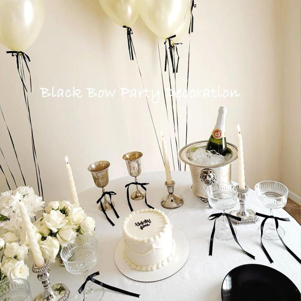 7 PCS Multipurpose Black Bows Acrylic Letter Ribbion Cake Topper New Cake Decorating