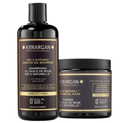 Shampoo and Mask with Castor and Argan Oil - Stimulates Growth and Reduces Hair Loss - Sulfate, Paraben and Silicone Free - 2x500 Ml