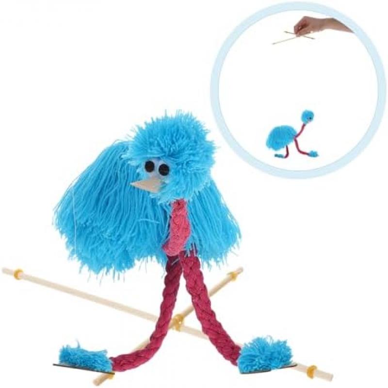 TOYANDONA Plüsch Straußen Marionette Puppe Tierform Lebhaftes Design Interaktives für Junge Mädchen Fingerfertigkeit Kreativität Himmelblau