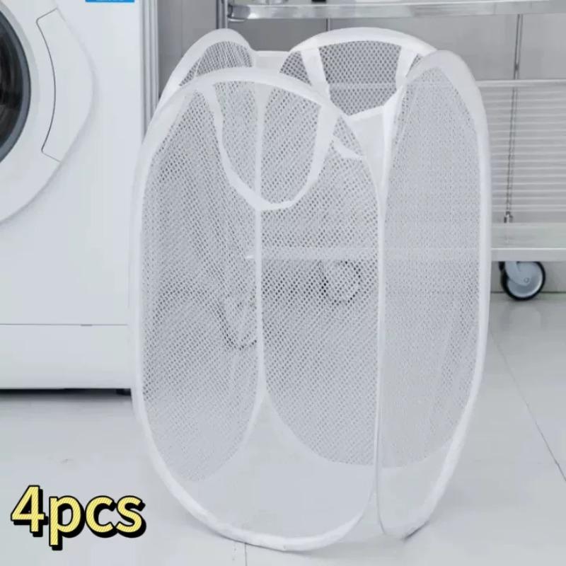Folding Dirty Laundry Sorting Basket Washing Frame Bathroom Cloth Mesh Storage Bag Frame Bucket Laundry Organizers Storage Pouch