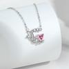 S925 Sterling Silver Wheat Love Necklace Fashionable All-Match Pink Zircon Clavicle Chain Ins Style Moon Flower Pendant