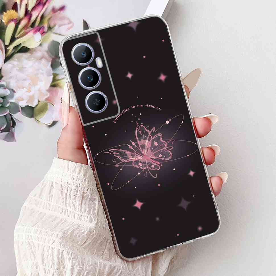 Für Realme C65 4G 2024 Hülle Weiche Silikon Bunte Schmetterling Hülle Für Realme C 65 C65 Fundas RMX3910 Vollständige Schutzhülle
