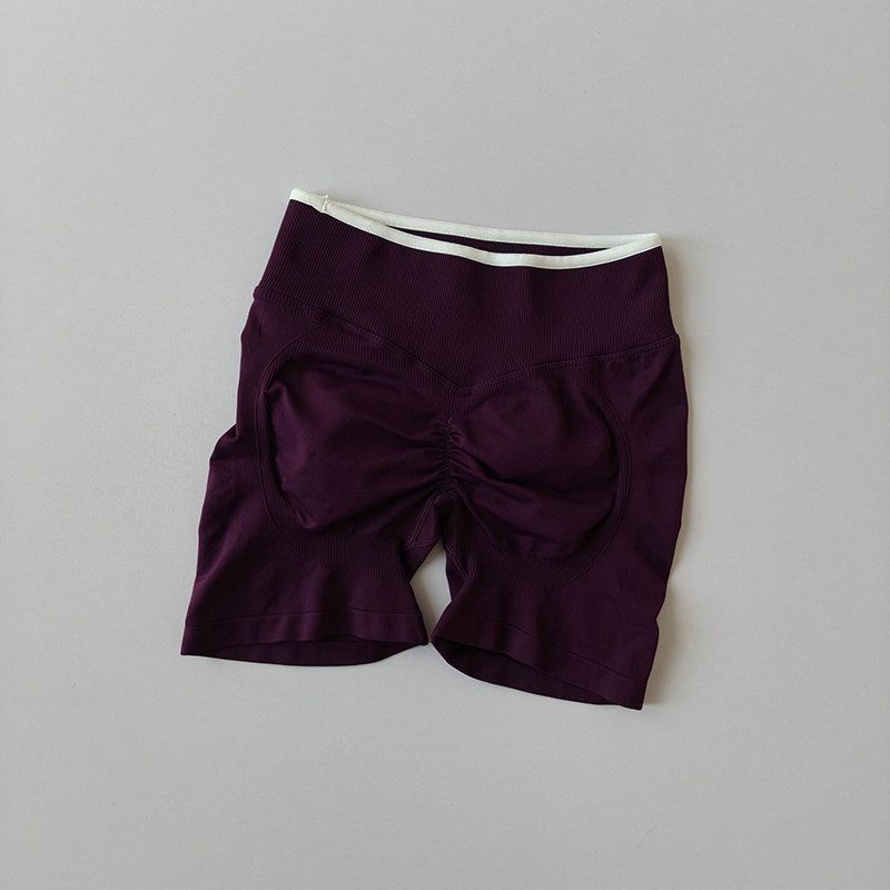 

Yoga Set for Women with Chest Pads, Tight-Fitting, Quick-Drying, Suitable for Outdoor Running, Sports, Fitness, and Yoga, High-Waisted Shorts Grape Purple--Shorts S