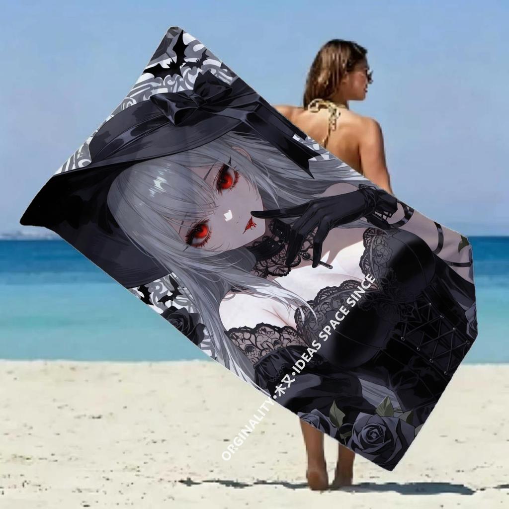 Gothic Witch Dark Rose Beach Towel Patterned Sunscreen And Windproof Suitable For Swimming Pool Camping Travel Blanket
