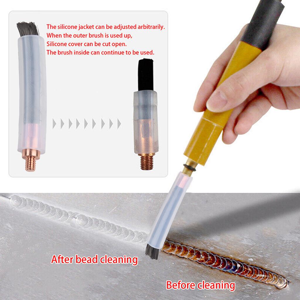 1pc M6/M8/M10 Pickling For WIG MIG MAG Brush Cover Carbon Fibre Weld Cleaning Brush Cleaning Tool Cleaner Weldseam Accessories