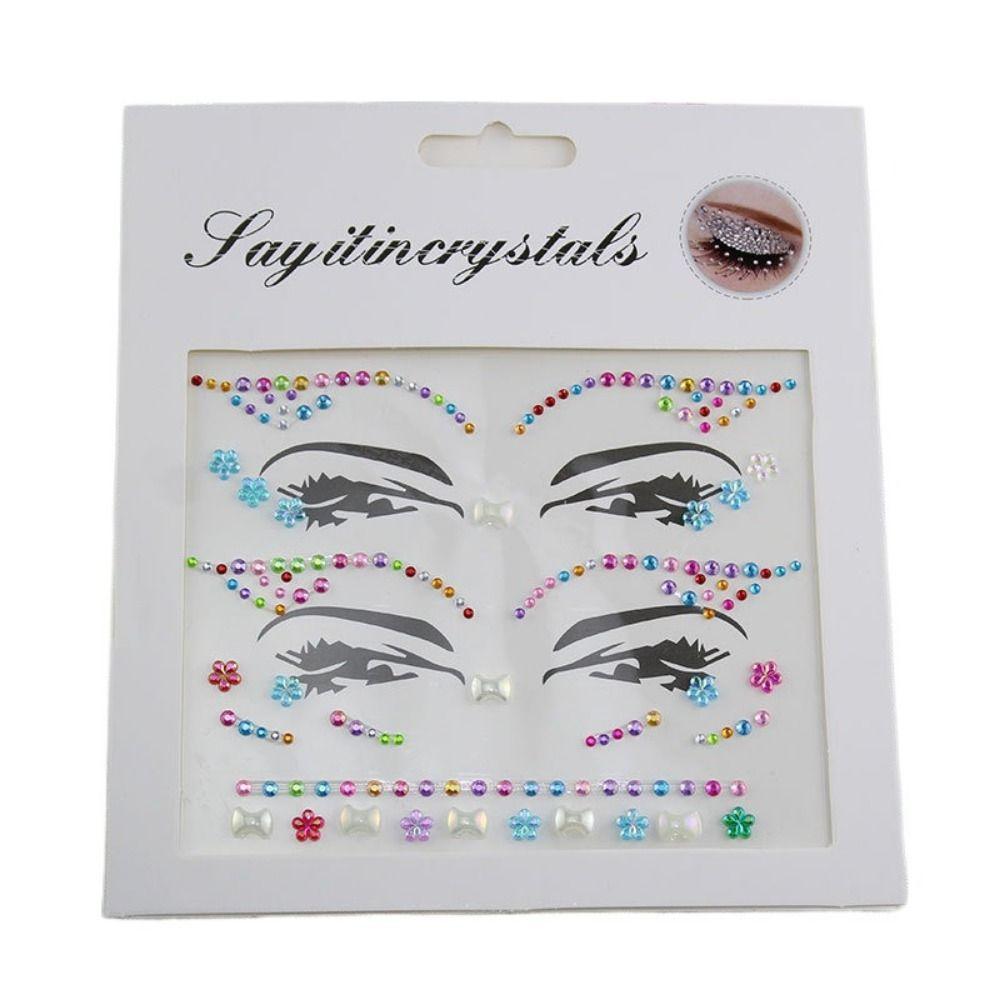Fashion 3D Face Tattoo Crystal Sticker Fake Tattoo Temporary Tattoo Sticker  Girls