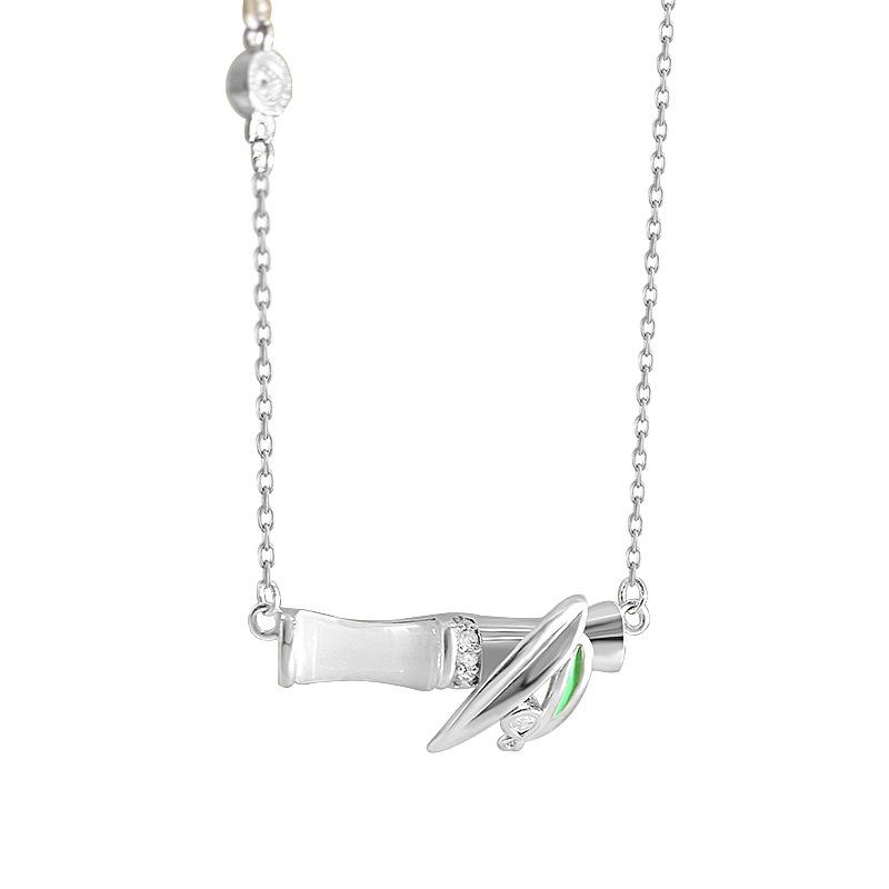 

Изысканное ожерелье из белого нефрита, листьев бамбука и бамбуковых узлов, женский китайский стиль, элегантная элегантность, цепочка на ключицу