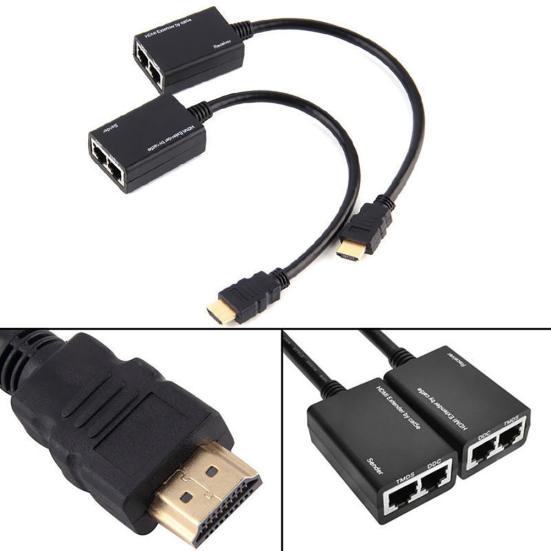2Pcs HDMI-compatible to 3D 1080P RJ45 Cat5e/6 LAN Ethernet Balun Extender Repeater Adapter