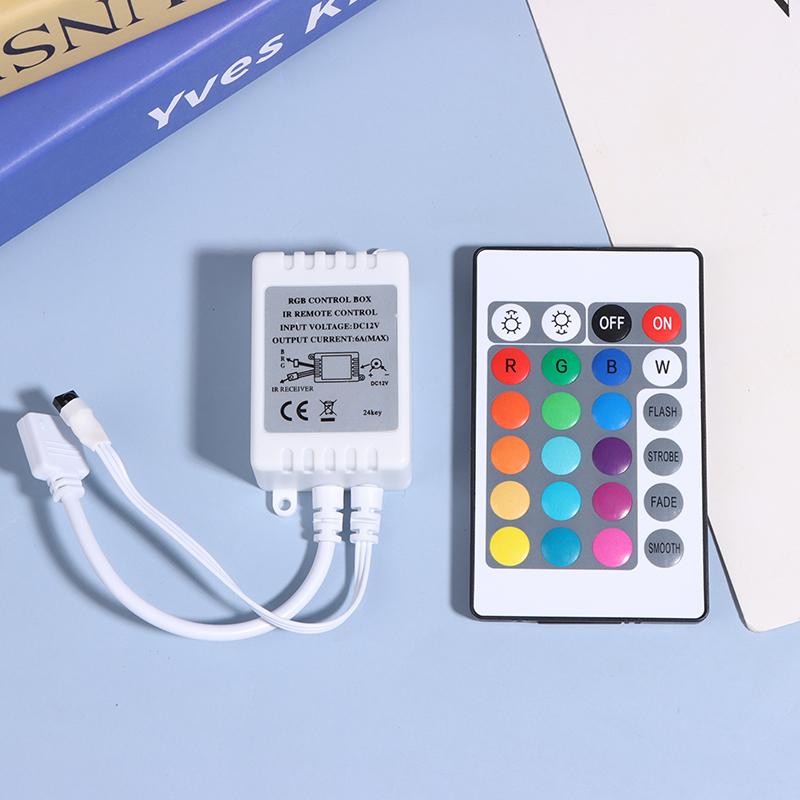 Led Controller 24 Keys Led Ir Rgb Controller Box 1 To 2 Controller Ir Remote Dimmer Dc12V For Rgb 3528 5050 Led Strip Lights