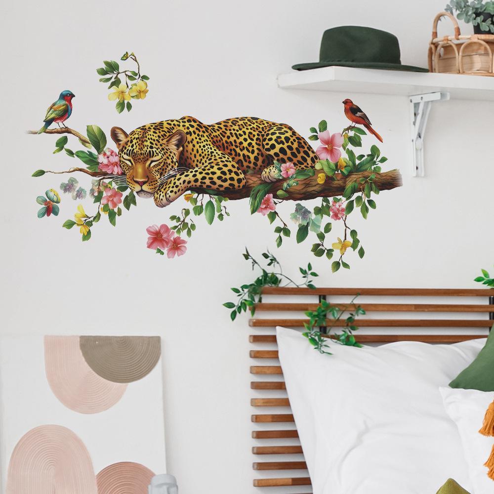 Hand-Painted Majestic Leopard Wall Sticker Royal Luxurious Self-Adhesive Wall Art for Bedroom Living Room Home Decor