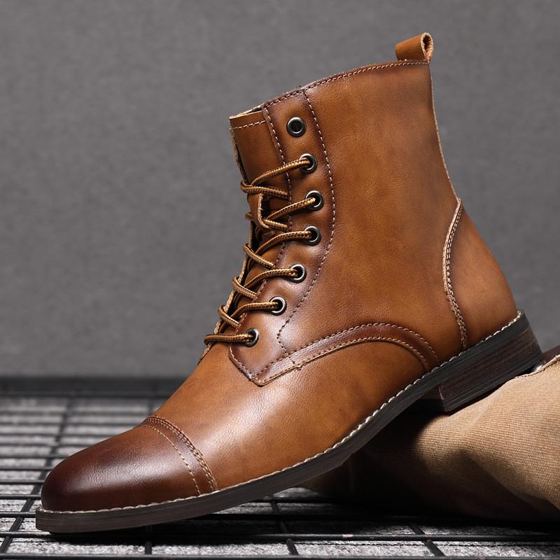 Fashion Fashion Brown Ankle Men's Leather Shoes Dress Boots Formal Shoes Men Autumn Winter Cowboy Boots For Men zapatos hombre vestir