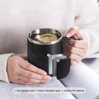 Solid Color Simple Stainless Steel Insulated Coffee Mug with Sliding Lid Vacuum Travel Mug with Handle Camping Tea Flask Drinks