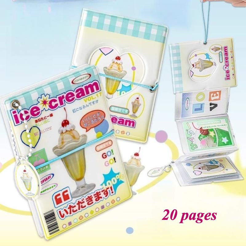Kawaii Accordion Card Album Adorable Ice Cream PVC Photocard Album for 3 Inch Kpop Photo Japan Style Card Collection Books 2025
