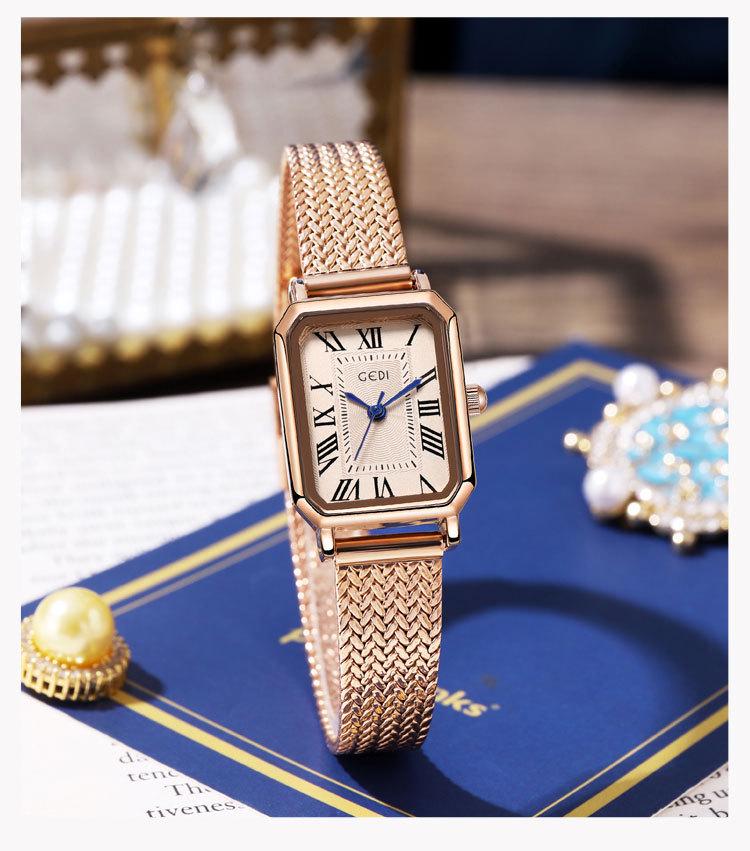 Gedi Vintage Roman Wheat Ear Women's Square Quartz Watch