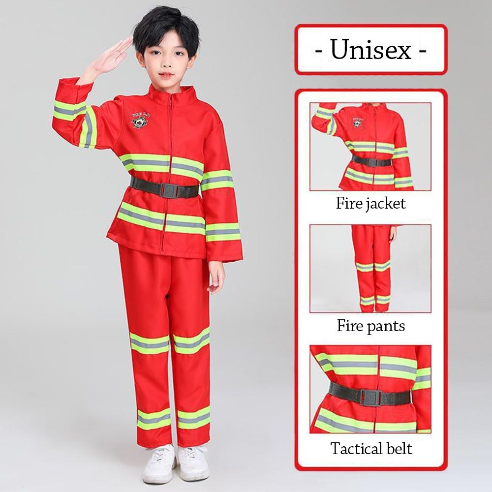Рабочая одежда Детский костюм пожарного Костюм для вечеринки Костюм для ролевых игр Дети Мальчики Девочки 110CM красный