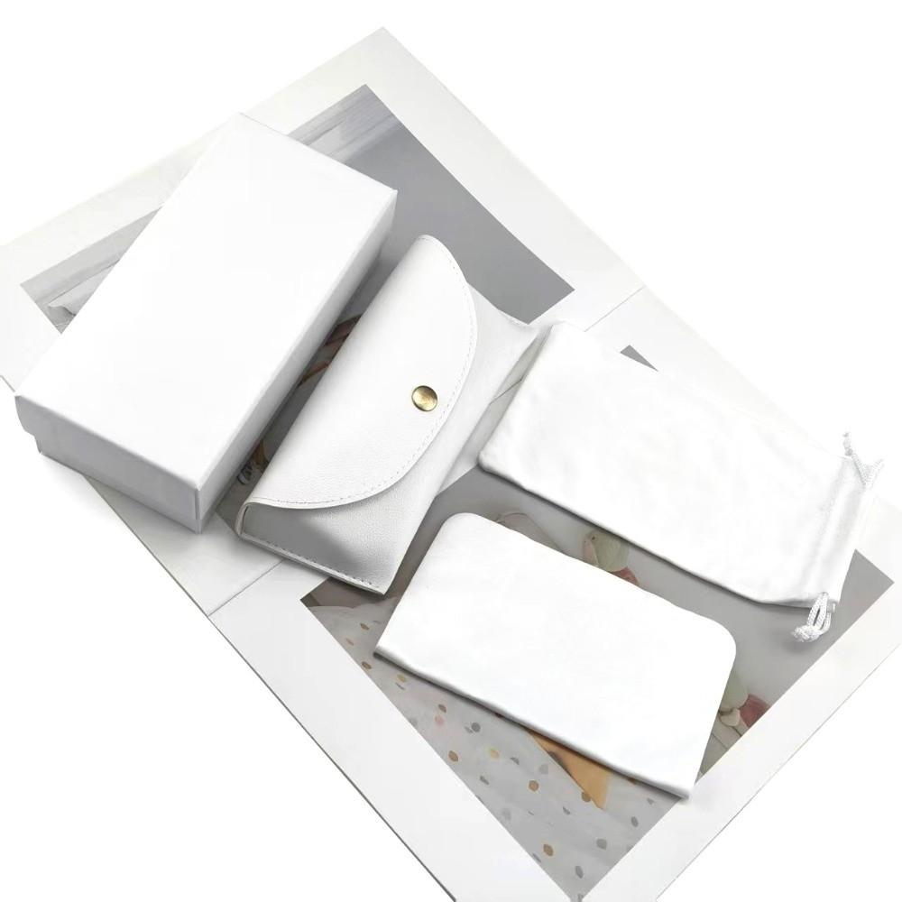 4Pcs/Set White Glasses Case PU Leather Glasses Storage Box Portable Sunglasses Case  Outdoor