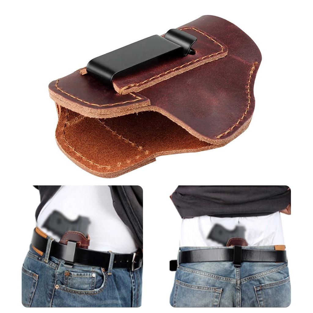 Leather IWB concealed carrying holster for Glock 17 19 26 43X Sig S&W M&P tactical holster