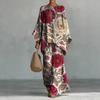 European and American Independent Station 26 New Round Neck Bat Sleeve Printing Set Bohemian Irregular Hem Two-piece Set