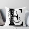 Black And White Letter Pattern Throw Pillow Cover With Short Plush Print For Living Room Sofa Decoration Cushion Cover